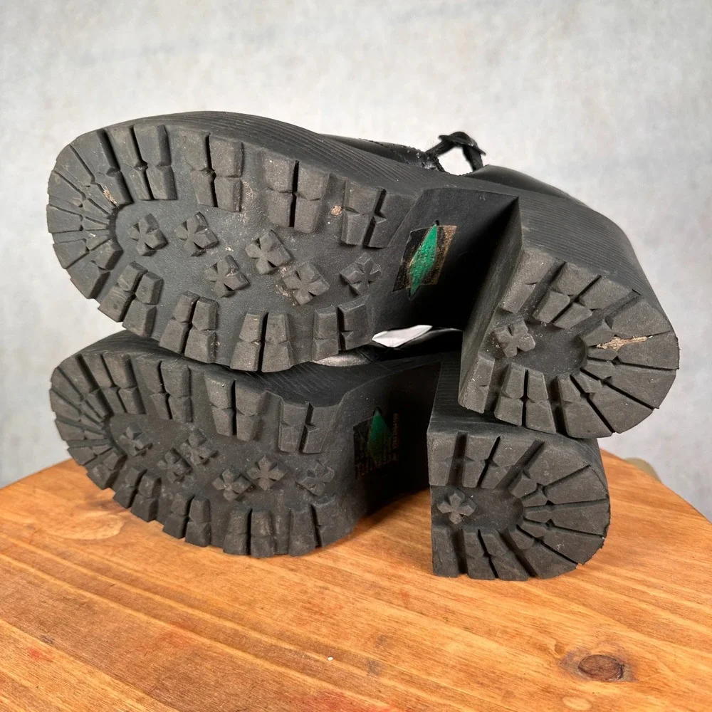 Riverstone Industrial Vintage Y2K Mary Jane Heels Womens 10 Black Platform Lug